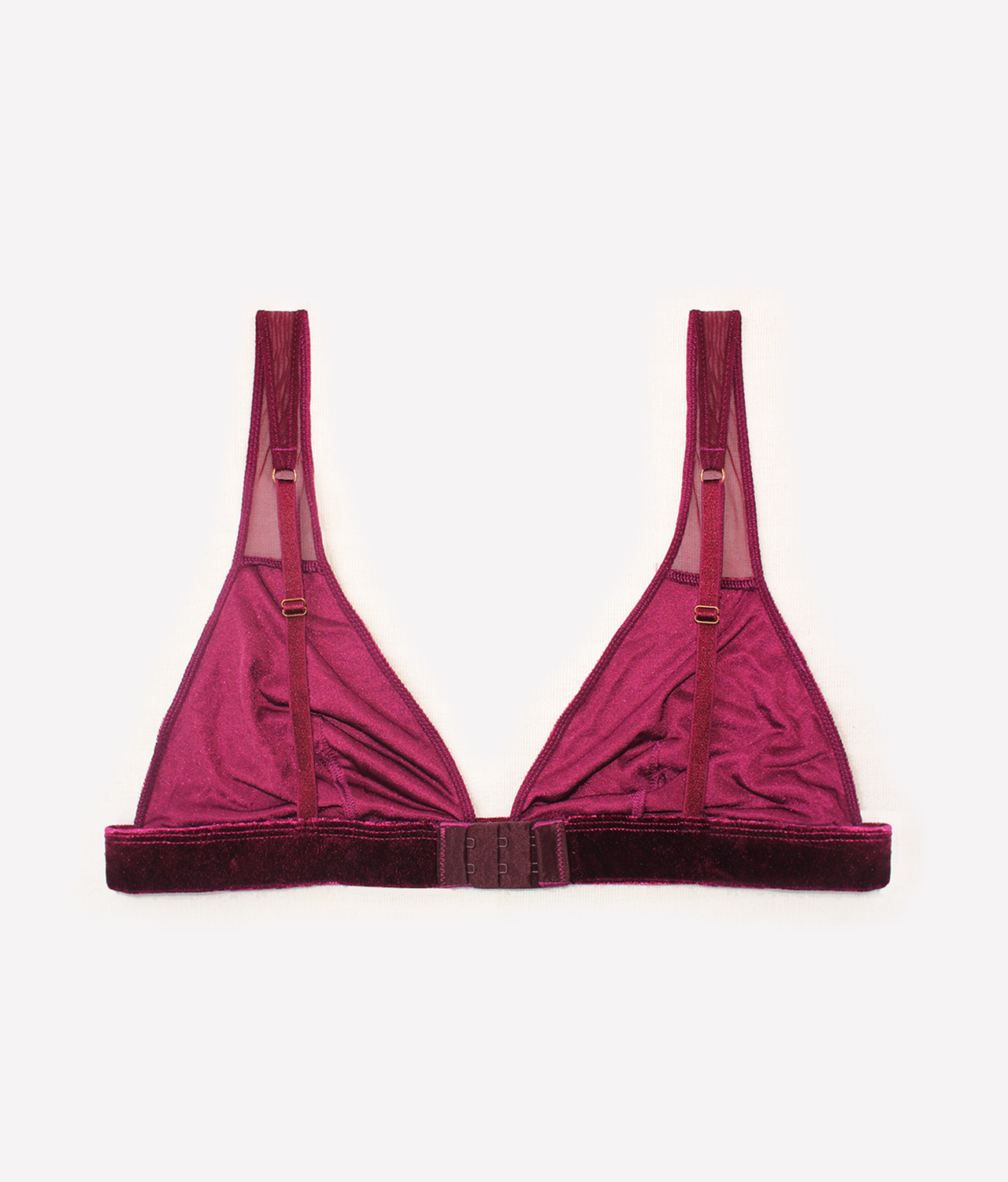 TOFO Women's Burgundy Velvet Bralette With Sheer Detailing | Tofo.lk